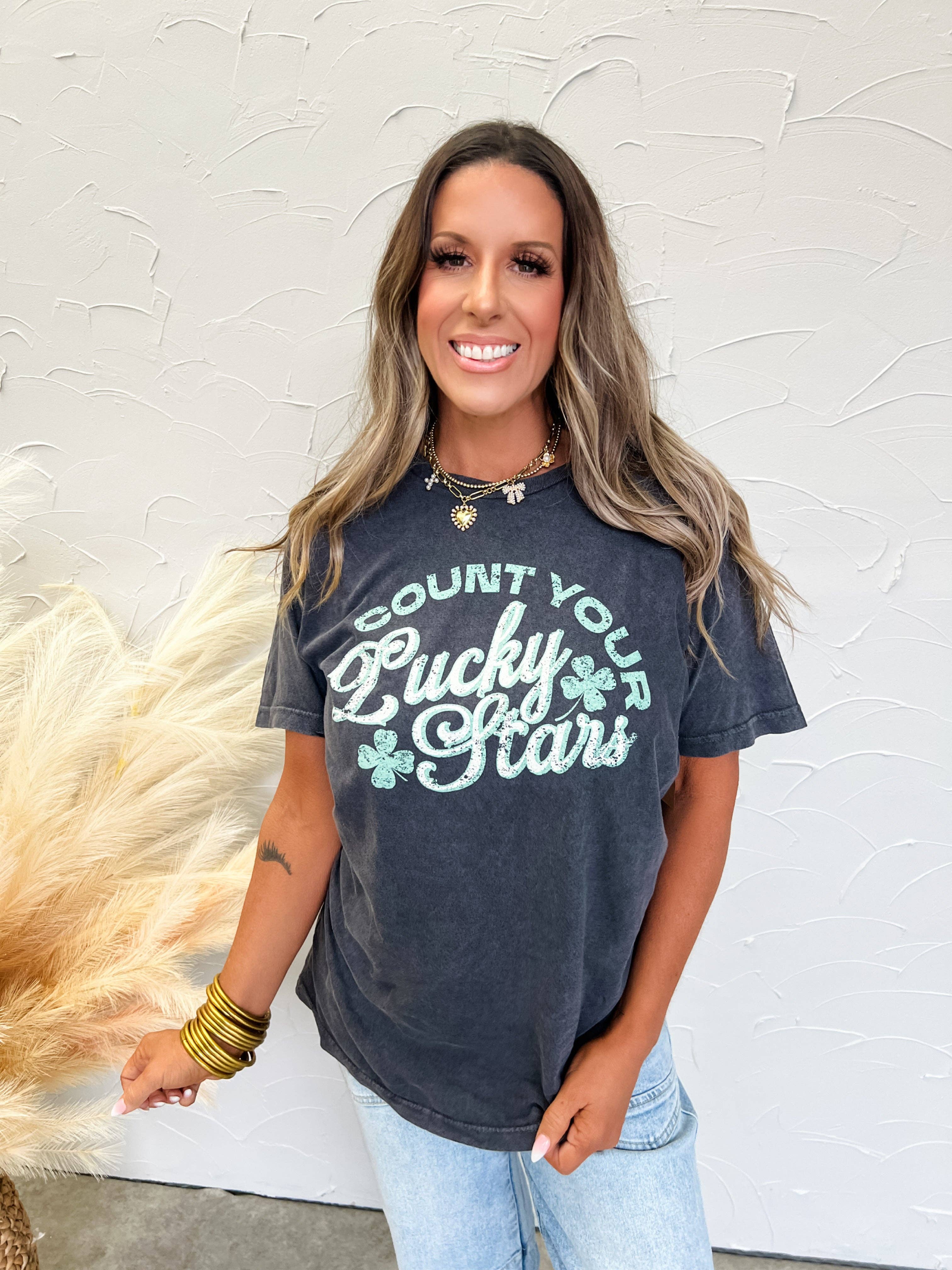 Count Your Lucky Stars Graphic Mineral T-Shirt