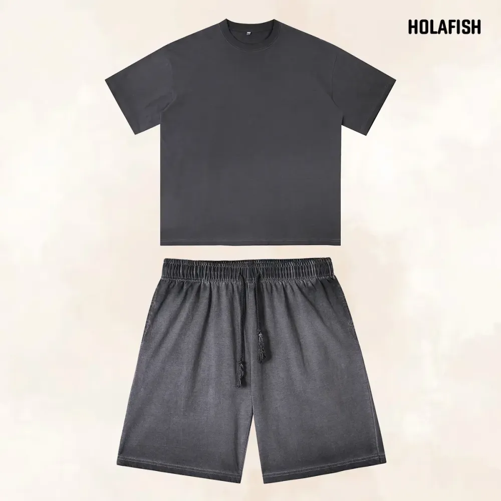 Vintage Washed Cotton T-Shirt & Shorts Set