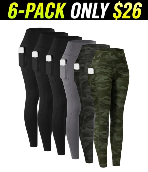 6-PACK High Waist Pants With Pockets Running Yoga Leggings for Women Leggings with Pockets