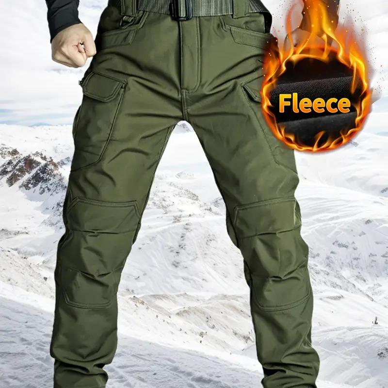 Men’s Fleece-Lined Tactical Pants – Windproof Outdoor Winter Wear