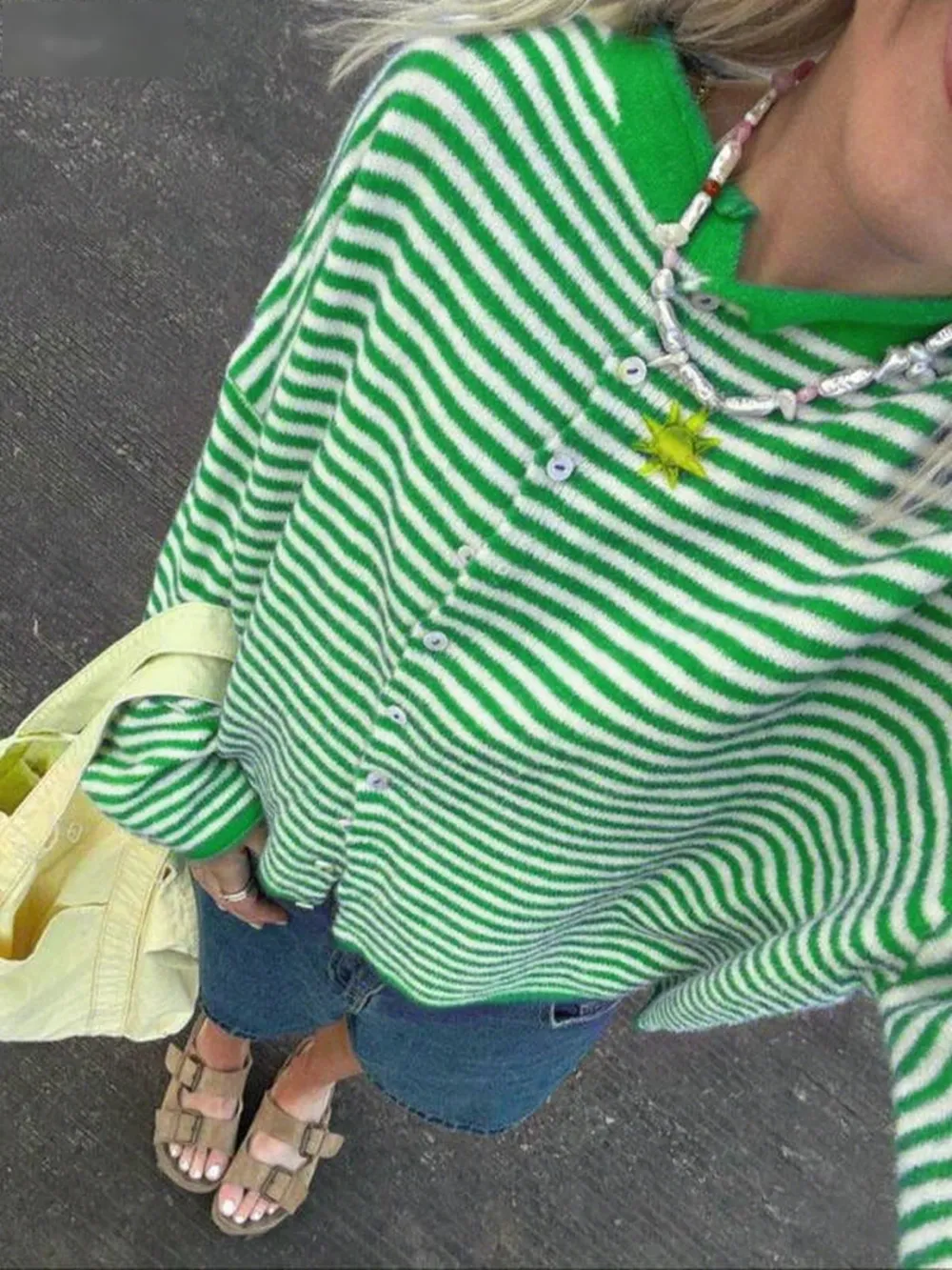 Women's Striped Sweater Cardigan