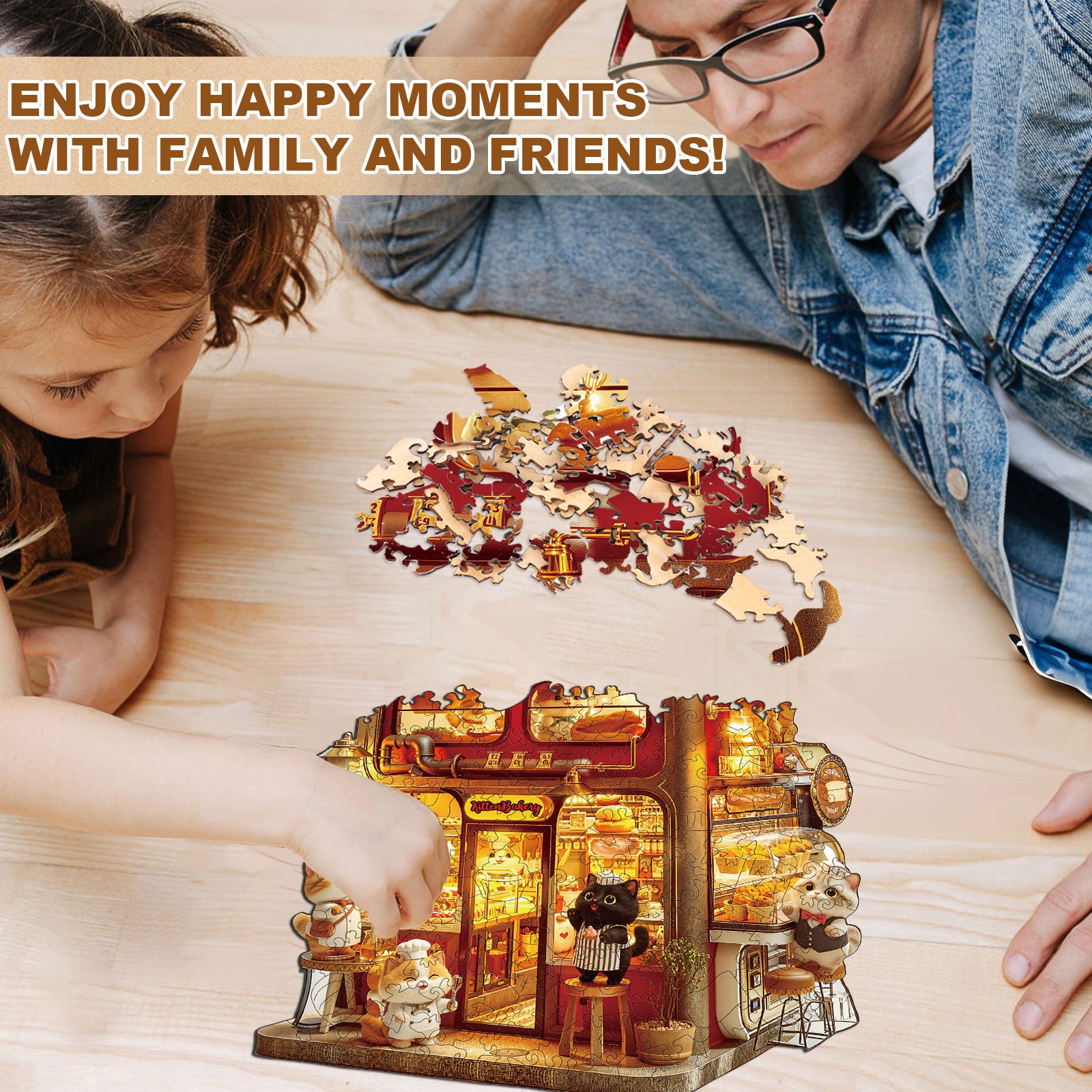 Kitten Bakery Wooden Jigsaw Puzzle