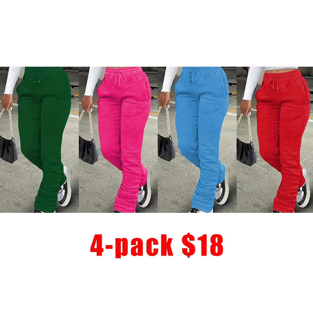 Women’s Stackable Sweatpants with Pockets – Drawstring Waist Casual Joggers for Daily Wear