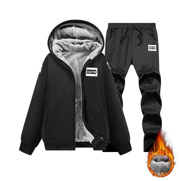 Men’s Thick Fleece Hoodie & Sweatpants Set – Warm Winter Casual Outfit