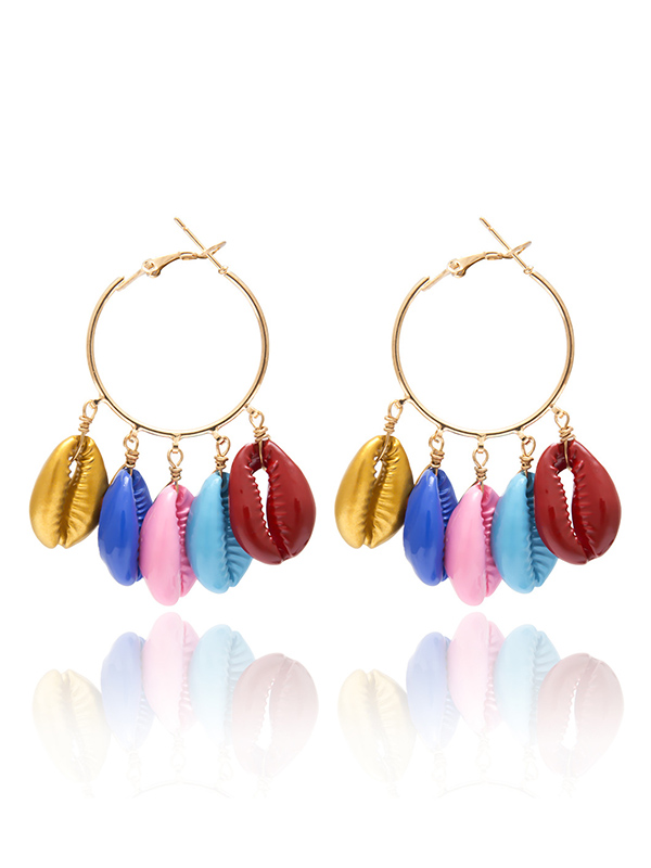 Fashion Colorful Shell Circle Ethnic Earrings