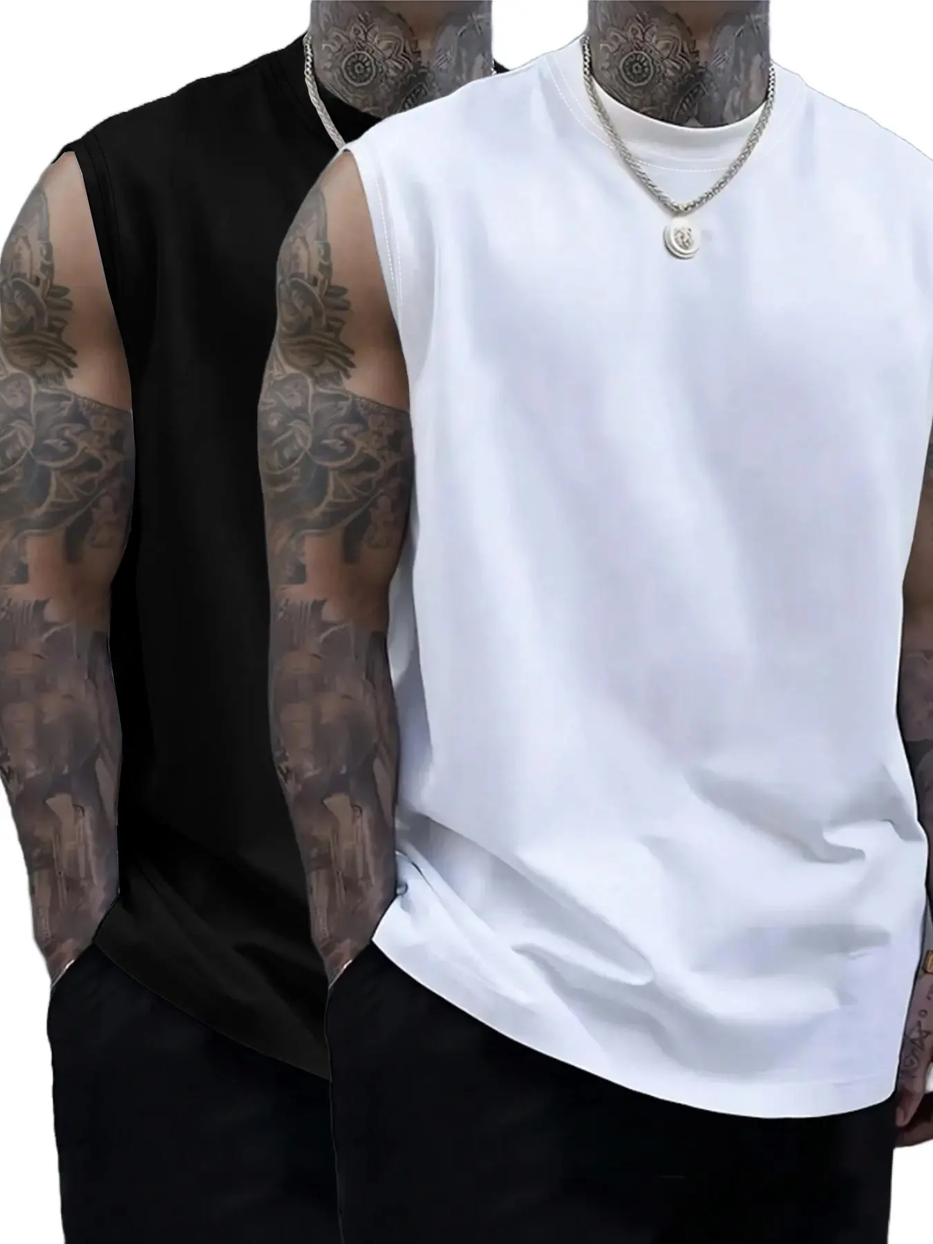Men's Solid Color Round Neck Tank Top