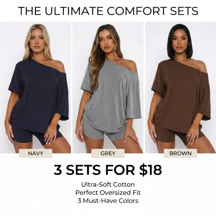 Women’s Casual Two Piece Lounge Set Off Shoulder Top & Fitted Shorts Springtok