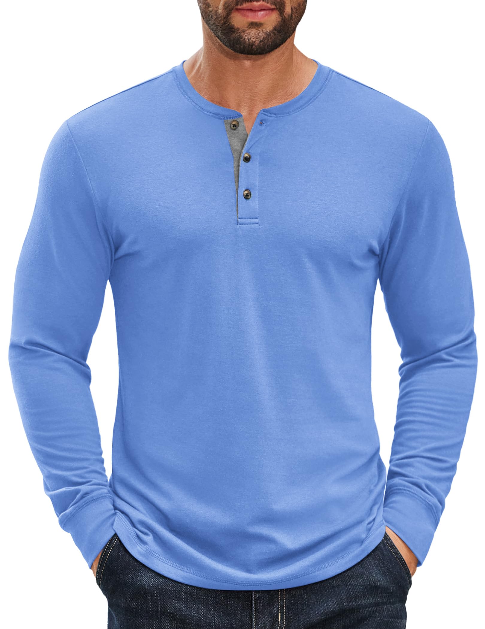 Men’s Classic Cotton Henley Long Sleeve
