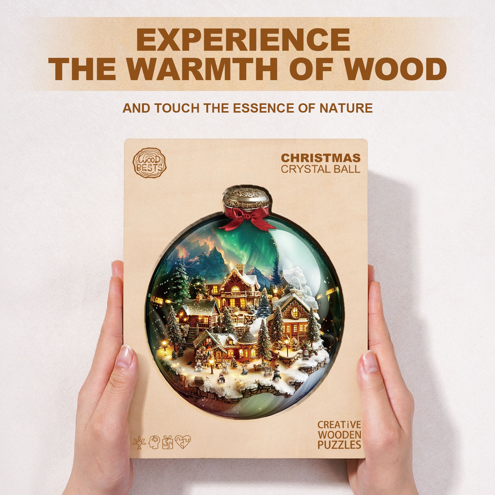 Christmas crystal ball Wooden Jigsaw Puzzle