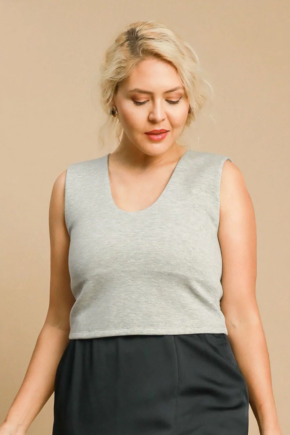 Full Size Scoop Neck Cropped Tank Plus Size