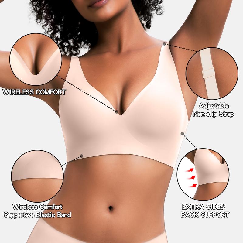 ⏳LAST DAY SALE 50% OFF💕Womens Comfortable Wireless Bralettes Seamless Deep V Everyday Bra1