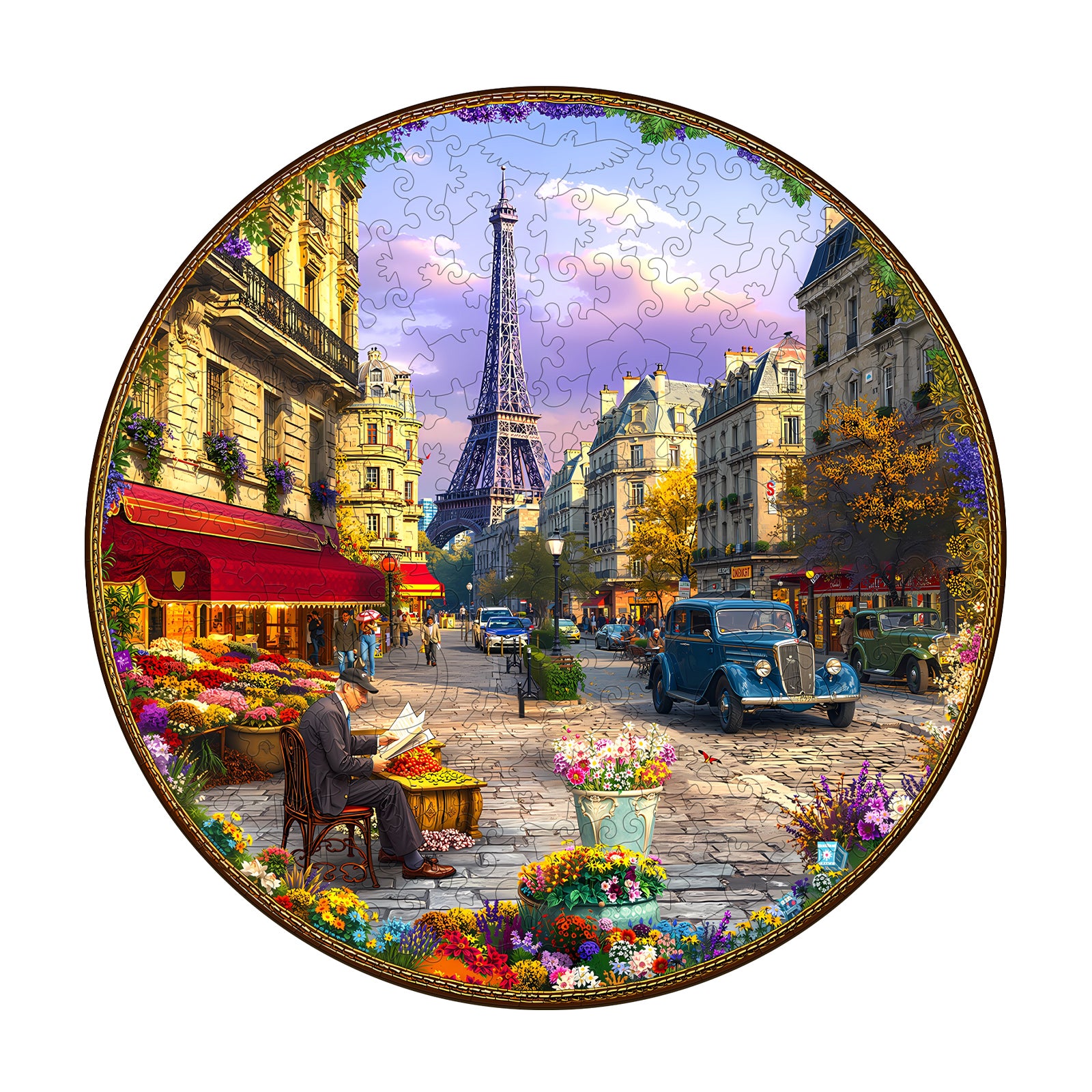 Street scenes of Paris Wooden Jigsaw Puzzle