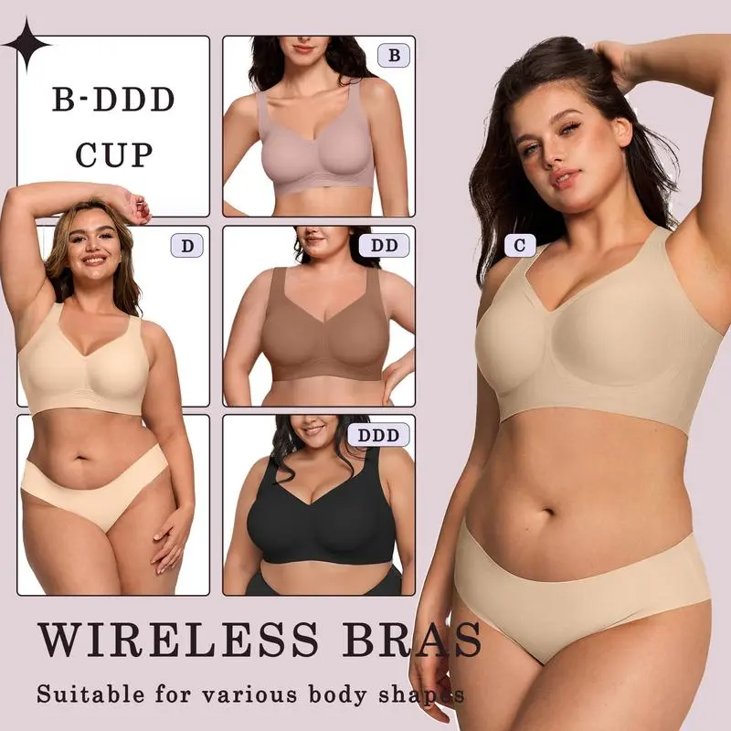 Women Wirefree Bras for Women Full Coverage No Underwire Everyday Bras Comfortable Wireless Padded Bras