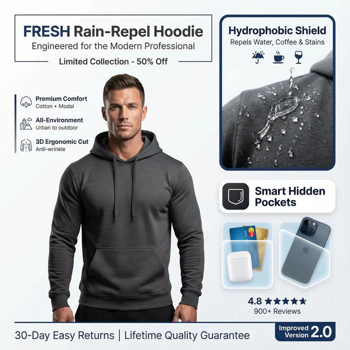 Men’s Waterproof Stain-Resistant Heavyweight Fleece Hoodie (11.3 oz Softshell)