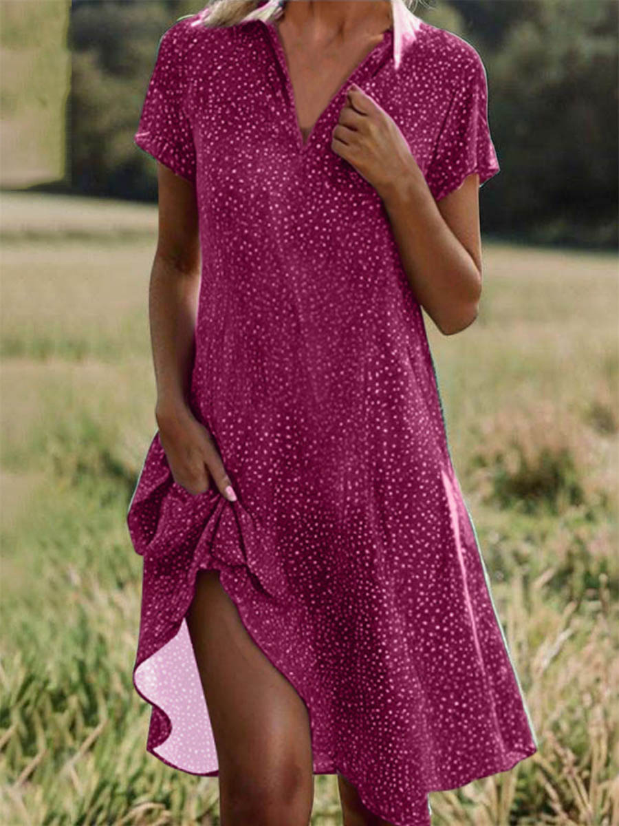 Women's Polka-dot Art Print Casual Loose Elegant V-neck Dress