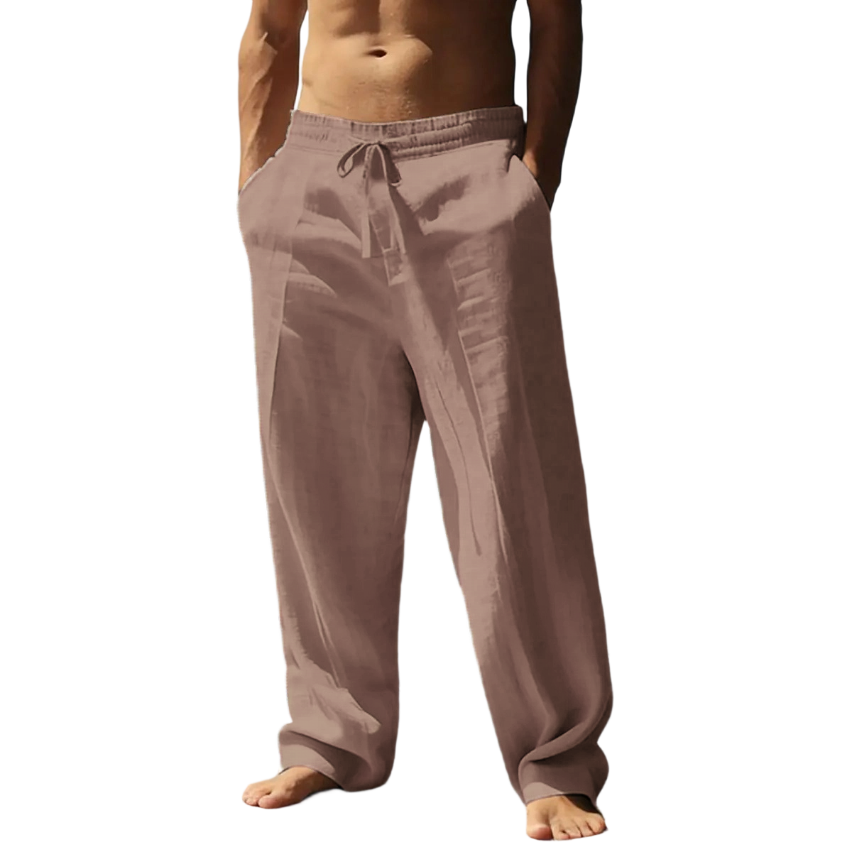 Men's casual trousers, smooth to the touch, solid color, straight leg style