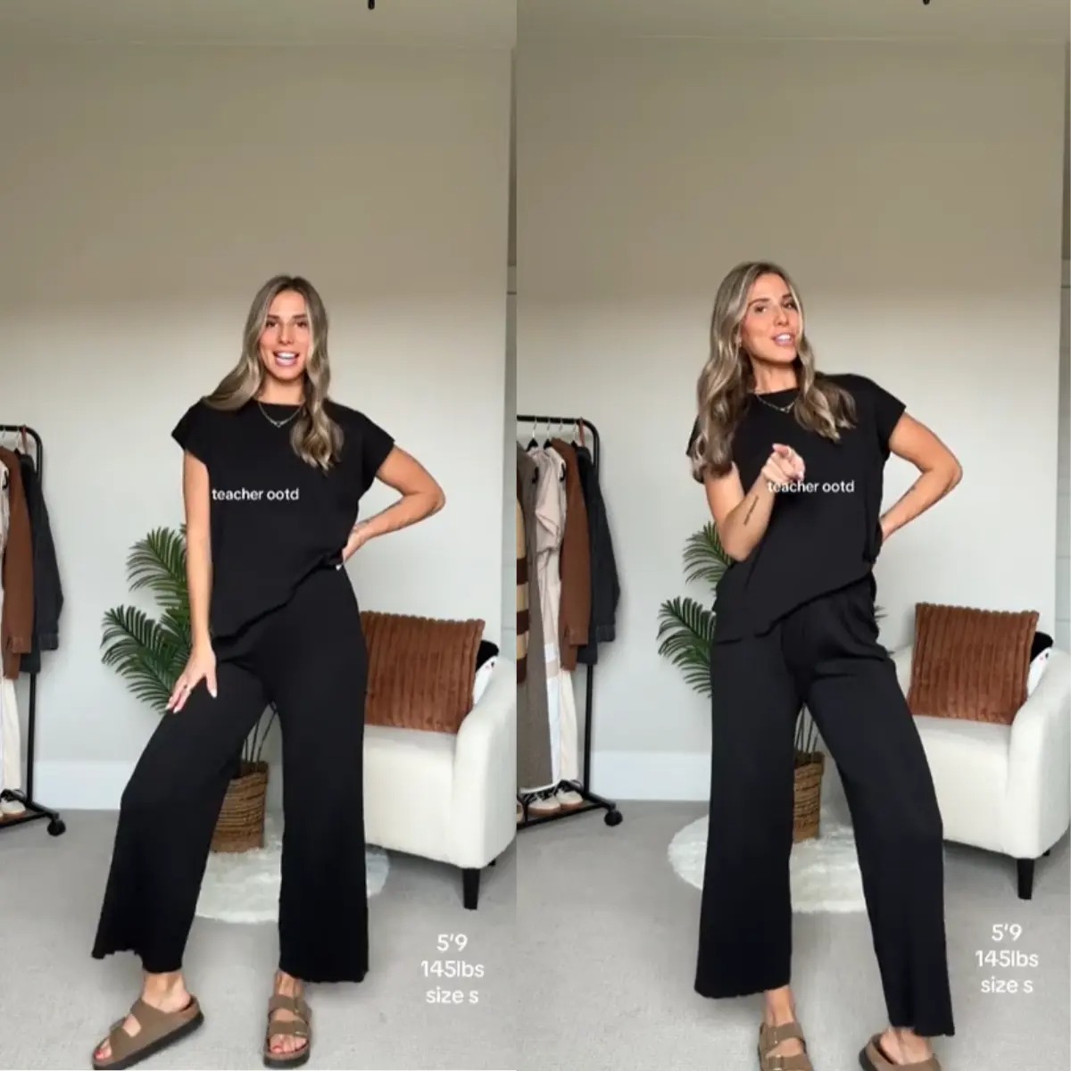 Lounge Sets for Women Two Piece Outfits Knit Cap Sleeve Tops Wide Leg Pleated Pants Casual Dressy Sweater Sets