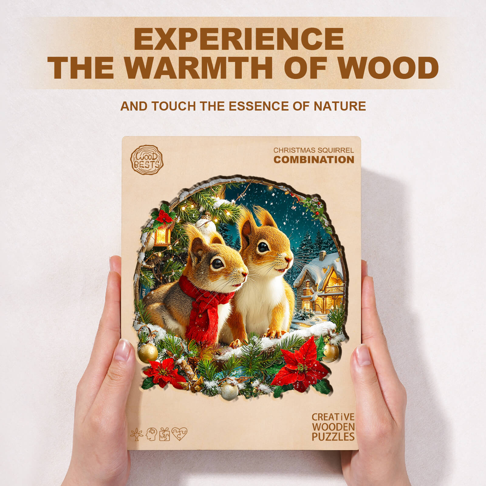 Christmas Squirrel Combination Wooden Jigsaw Puzzle