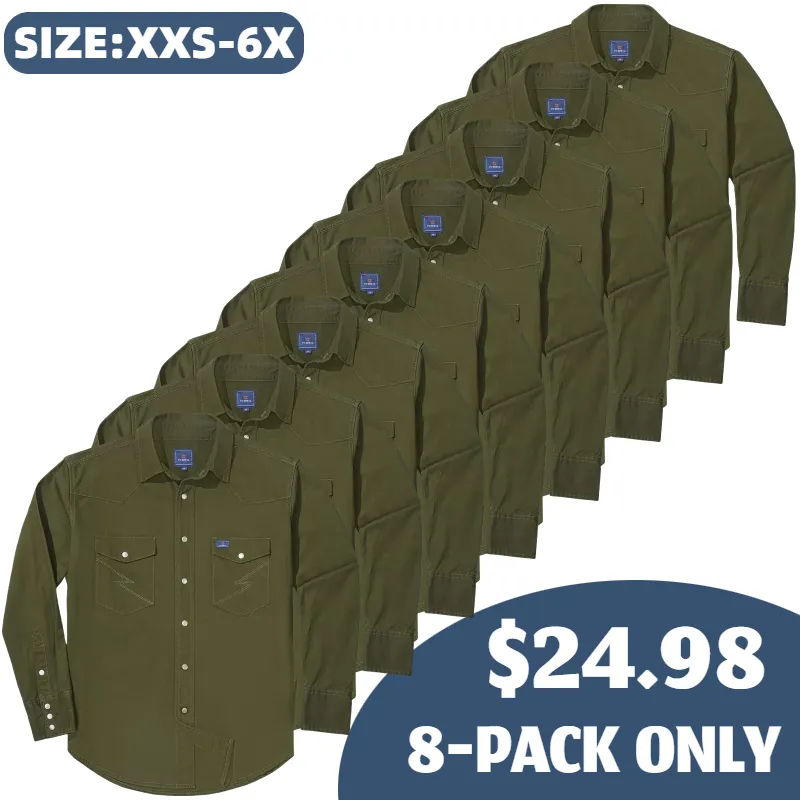 🔥HOT-SALE 🔥Men's Long Sleeve Stone-Washed and Pre-Washed Denim Work Shirt