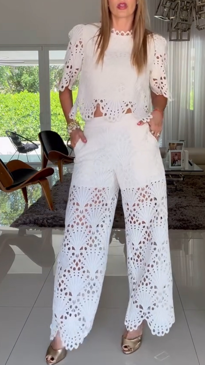 Women's Round Neck Hollow Leisure Holiday Suit