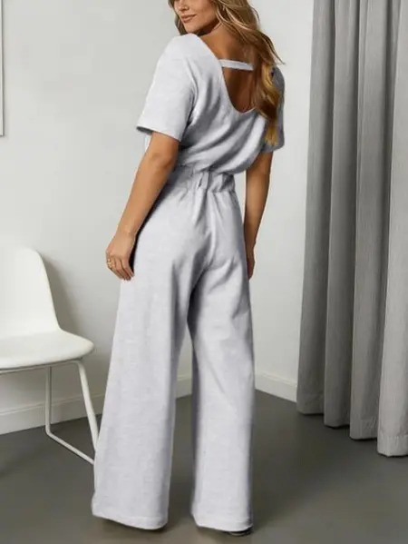 🧼🧼Women's Off-Shoulder Wide Leg Jumpsuit with Back Cutout