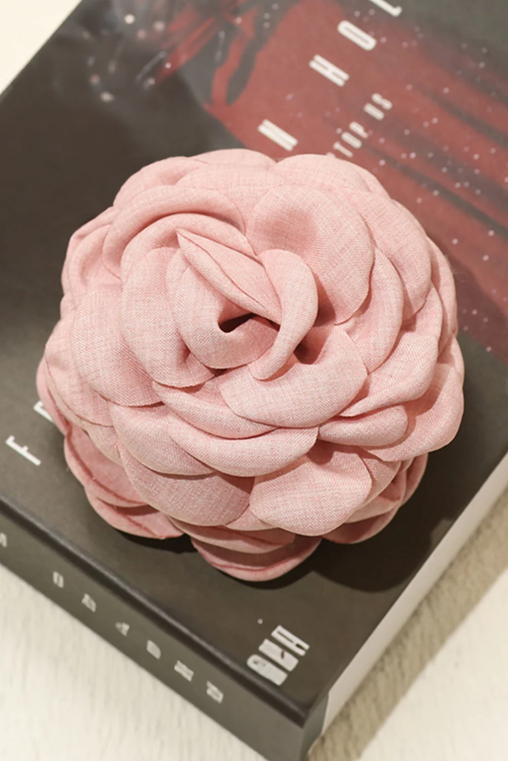 Gossamer Pink 3D Rose Flower Cloth Hair Clip