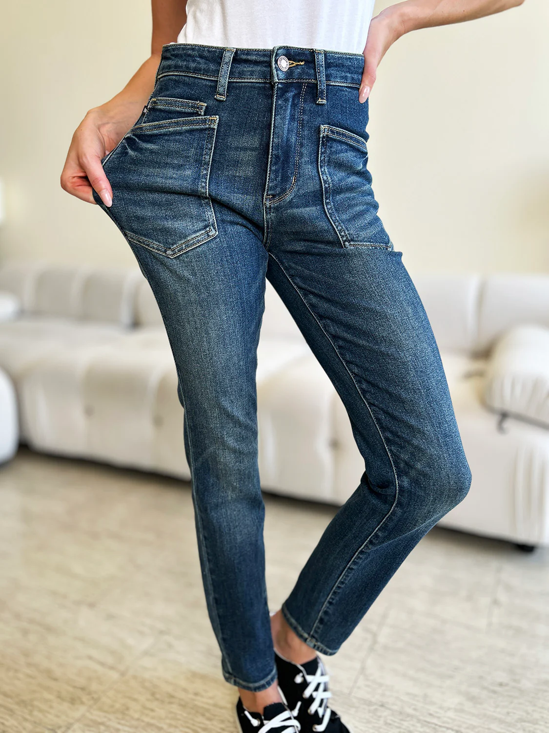Blue Full Size High Waist Skinny Jeans