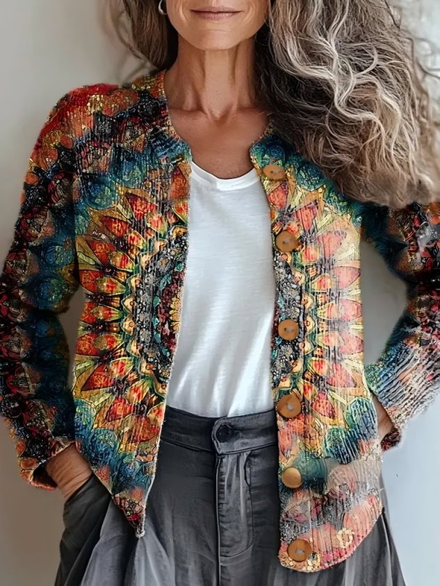 Loose Knitted Psychedelic Art Casual Cardigan