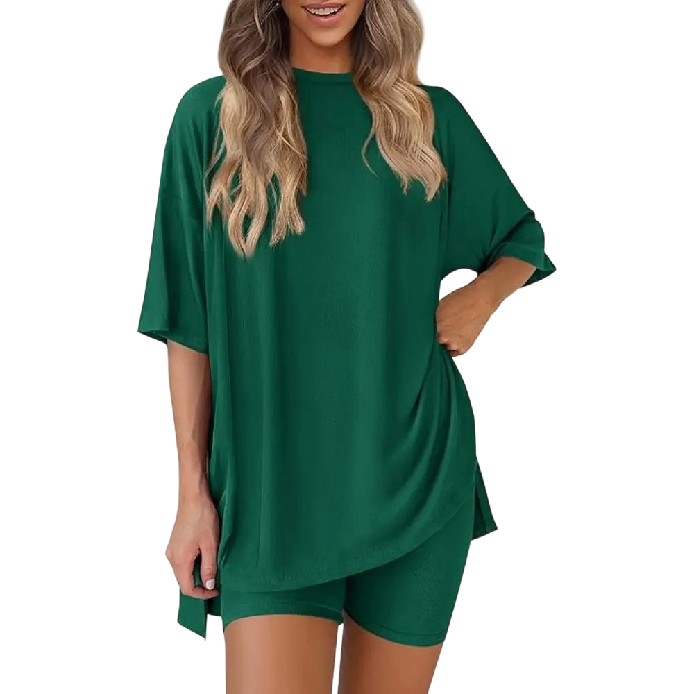 Women’s Oversized Tee & High-Waisted Biker Shorts Set