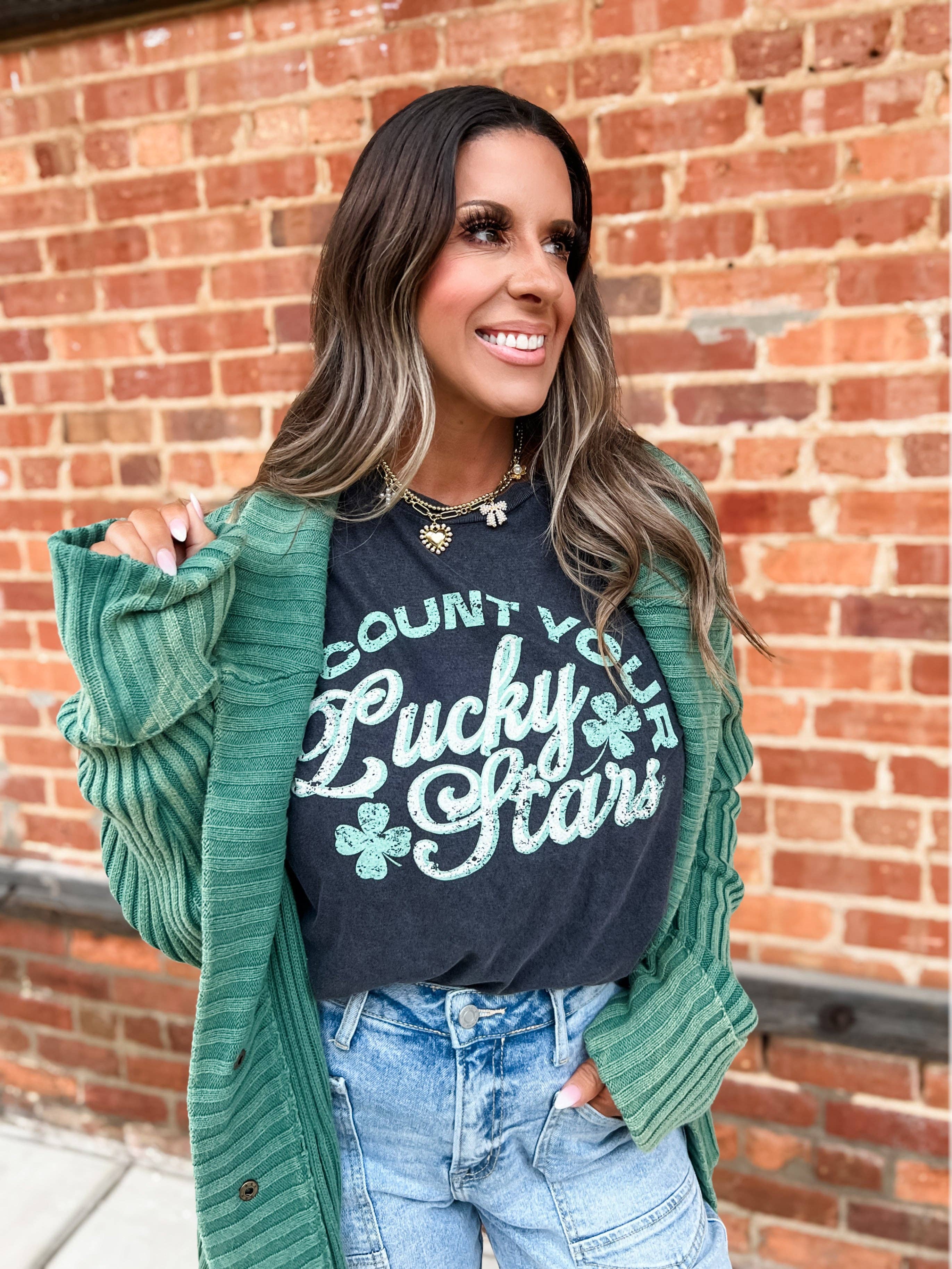 Count Your Lucky Stars Graphic Mineral T-Shirt