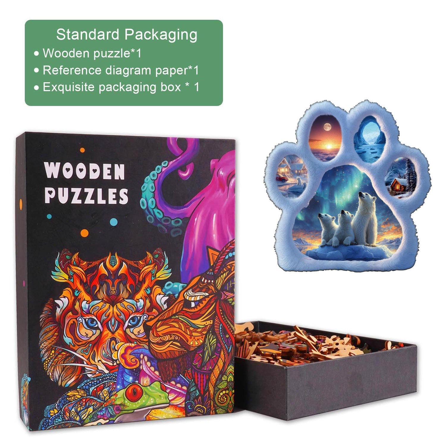 Polar bear tracks  Wooden Jigsaw Puzzle