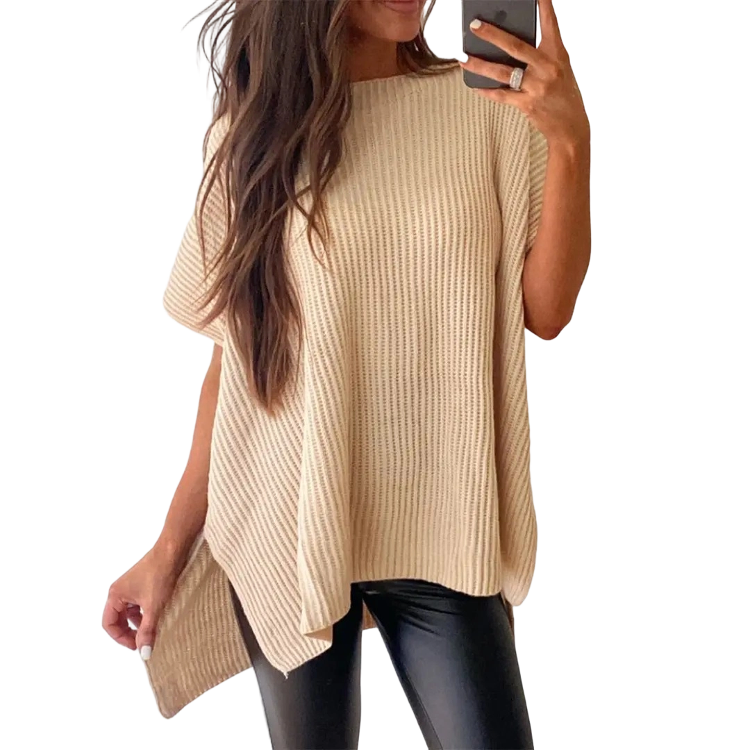 Women’s Crew Neck Short Sleeve Pullover 2026 Spring/Summer Oversized Cozy Ribbed Knit Top