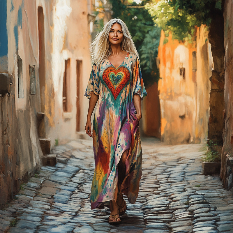 Vintage Hippie Loose Linen Dress 9592