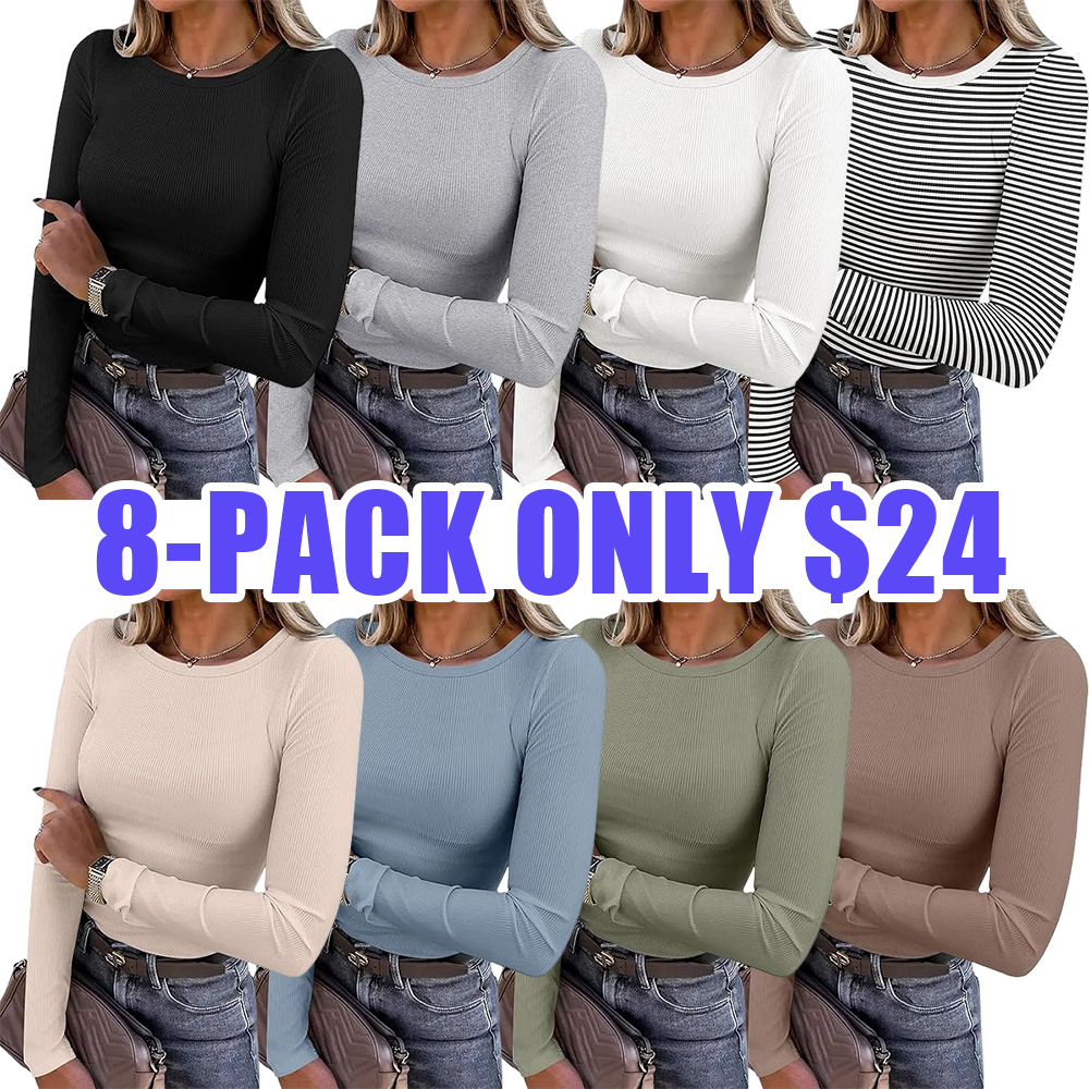 Women's Slim Fit Rib Knit Long Sleeve Top