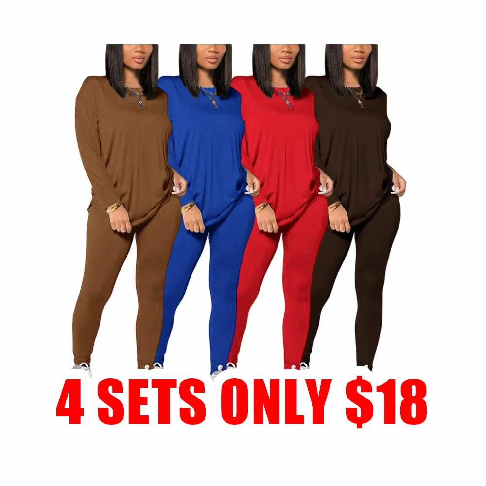 Women’s Two-Piece Set – Long Sleeve Tee & Elastic Waist Pants, Casual Outfit for Daily Wear