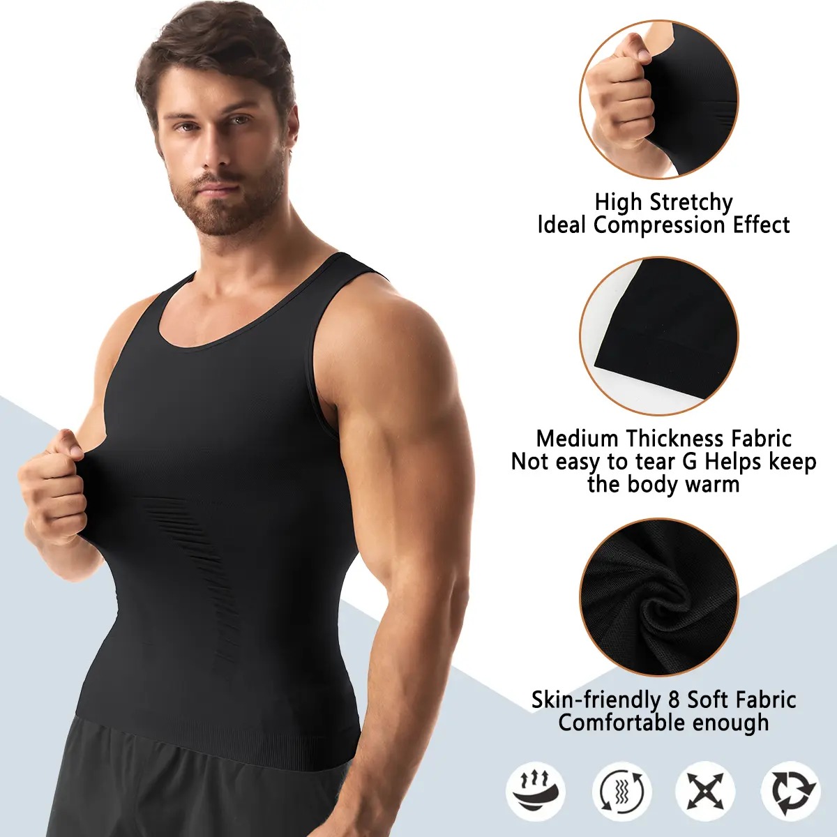 Men's Compression Tank Top - Tummy Control Body Shaper for Workout & Athletic Activewear