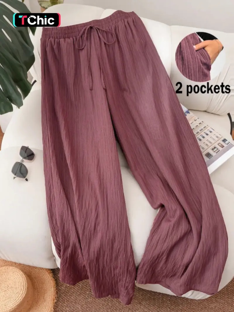 Women's Solid Color Wide Leg Pants