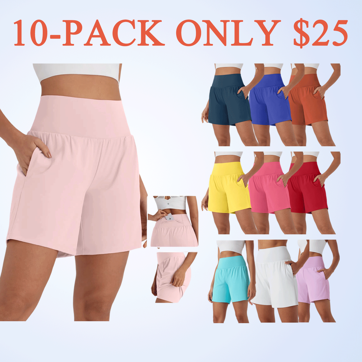 🔥Women’s 2-in-1 Super High-Waisted Cool-Touch Yoga Shorts with Pockets (3