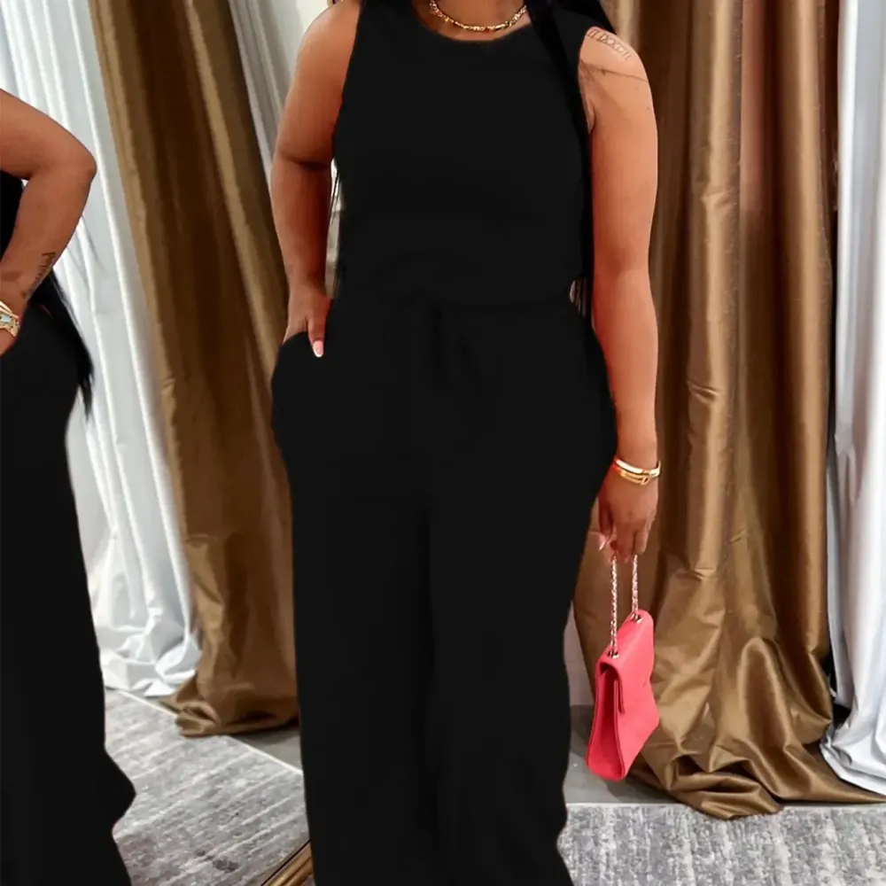 Women’s Spring/Summer Two-Piece Lounge Set with Pockets, Snatched & Comfy Sleeveless Top