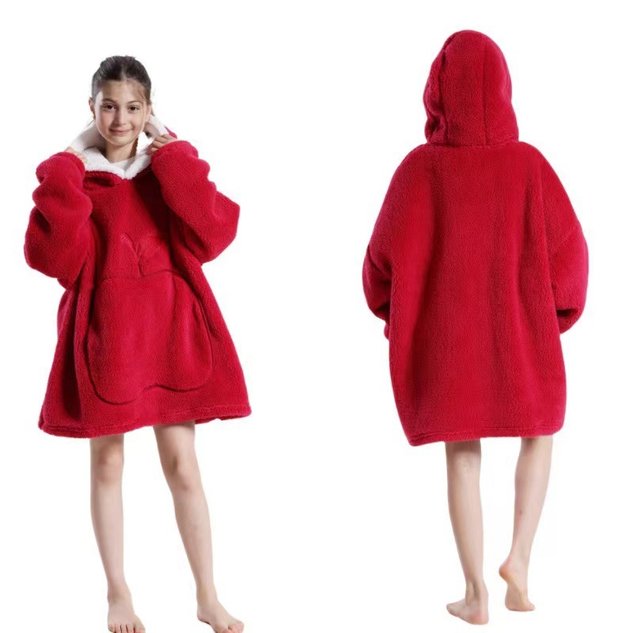 Home Clothes Jacket Lazy Hooded Sweater Thickened Blanket Loose Pullover Wearable Blanket Couple Parent-Child Style