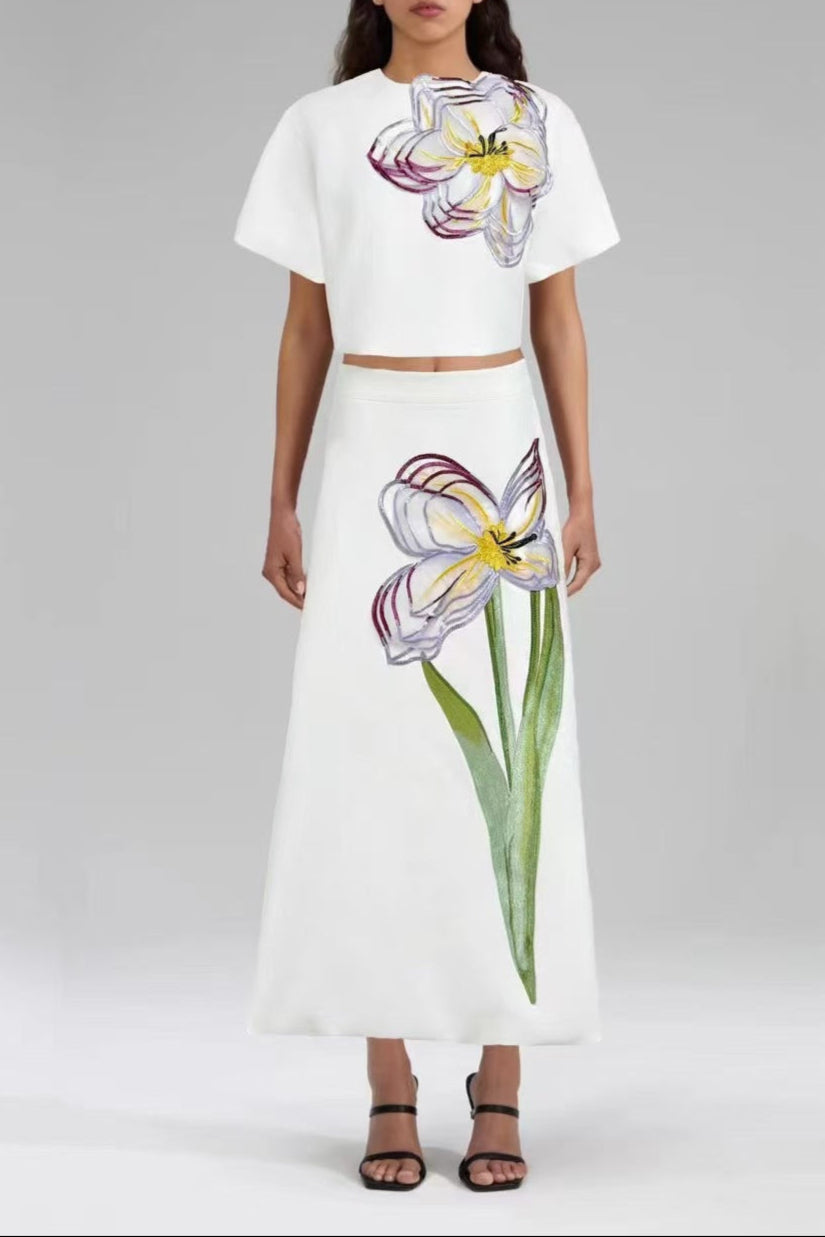 Flower Print set in white