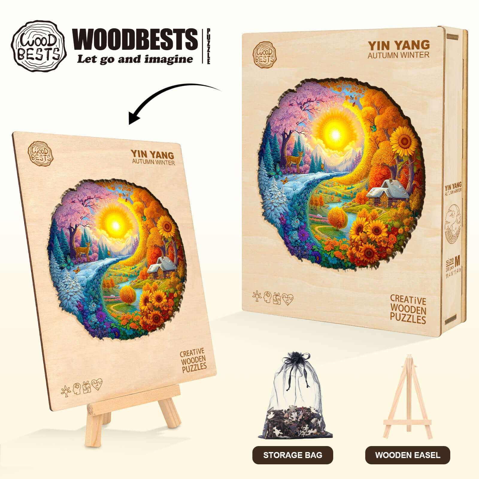 Yin Yang Autumn Winter Wooden Jigsaw Puzzle
