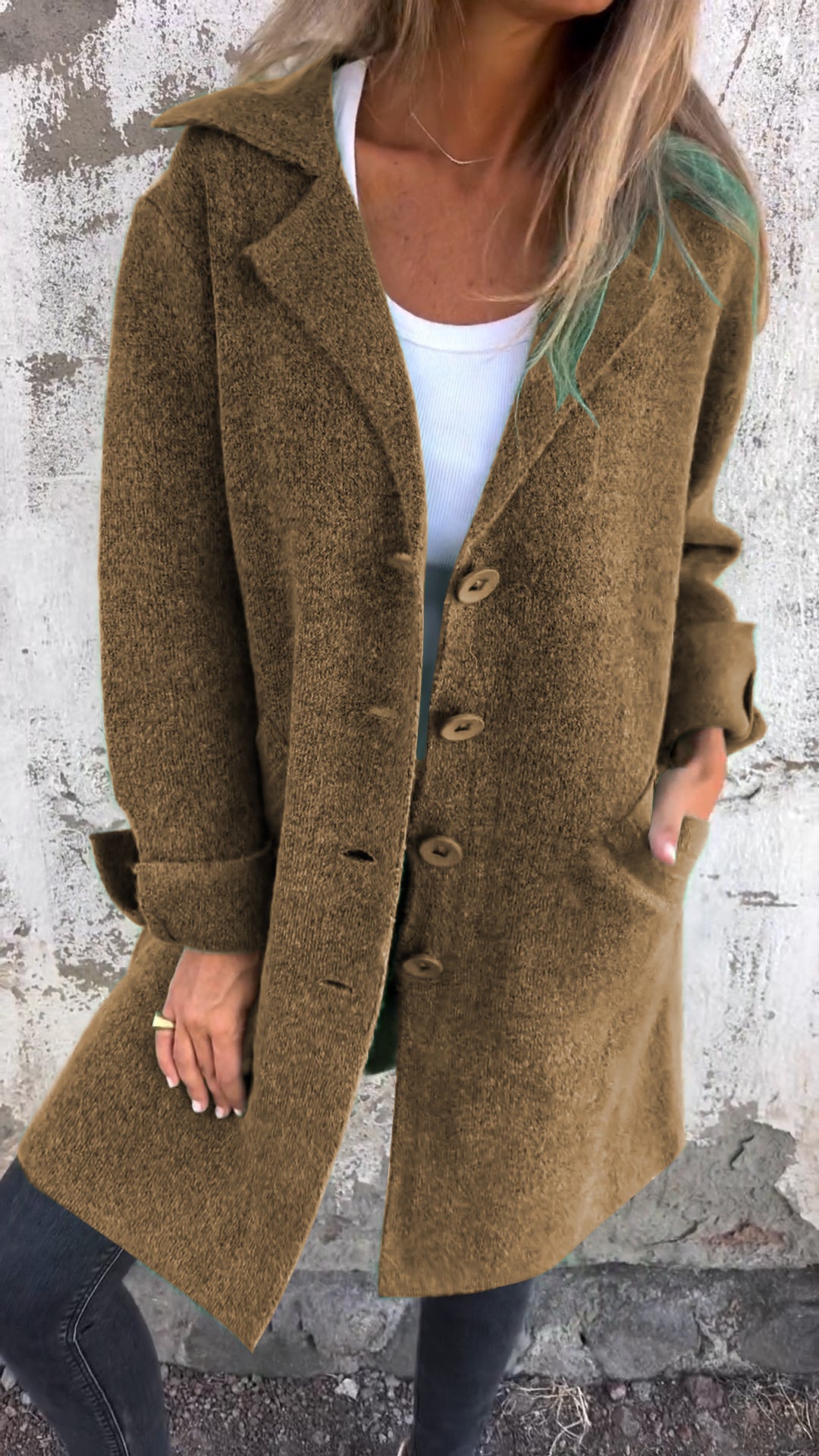 CLEARANCE SALE🔥 Casual Lapel Wool Single Breasted Long Coat- 48% OFF