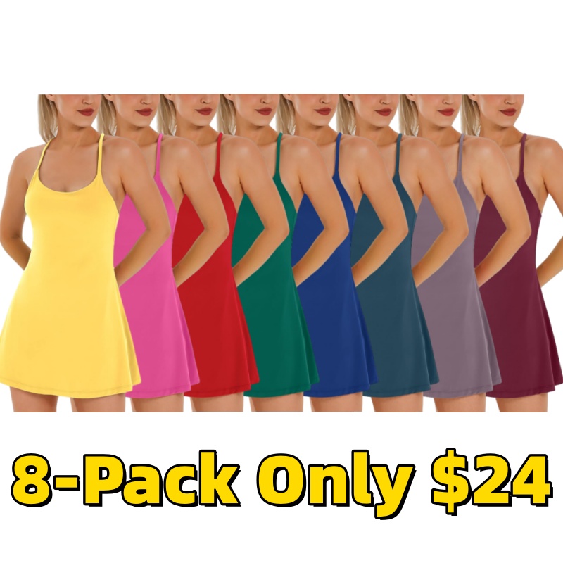 Womens Tennis Dress, Athletic Dress with Built-in Bra & Shorts Pockets Summer Dresses for Women Golf Outfits for Workout
