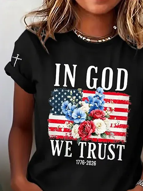 Casual Floral Crew Neck Short Sleeve T-shirt