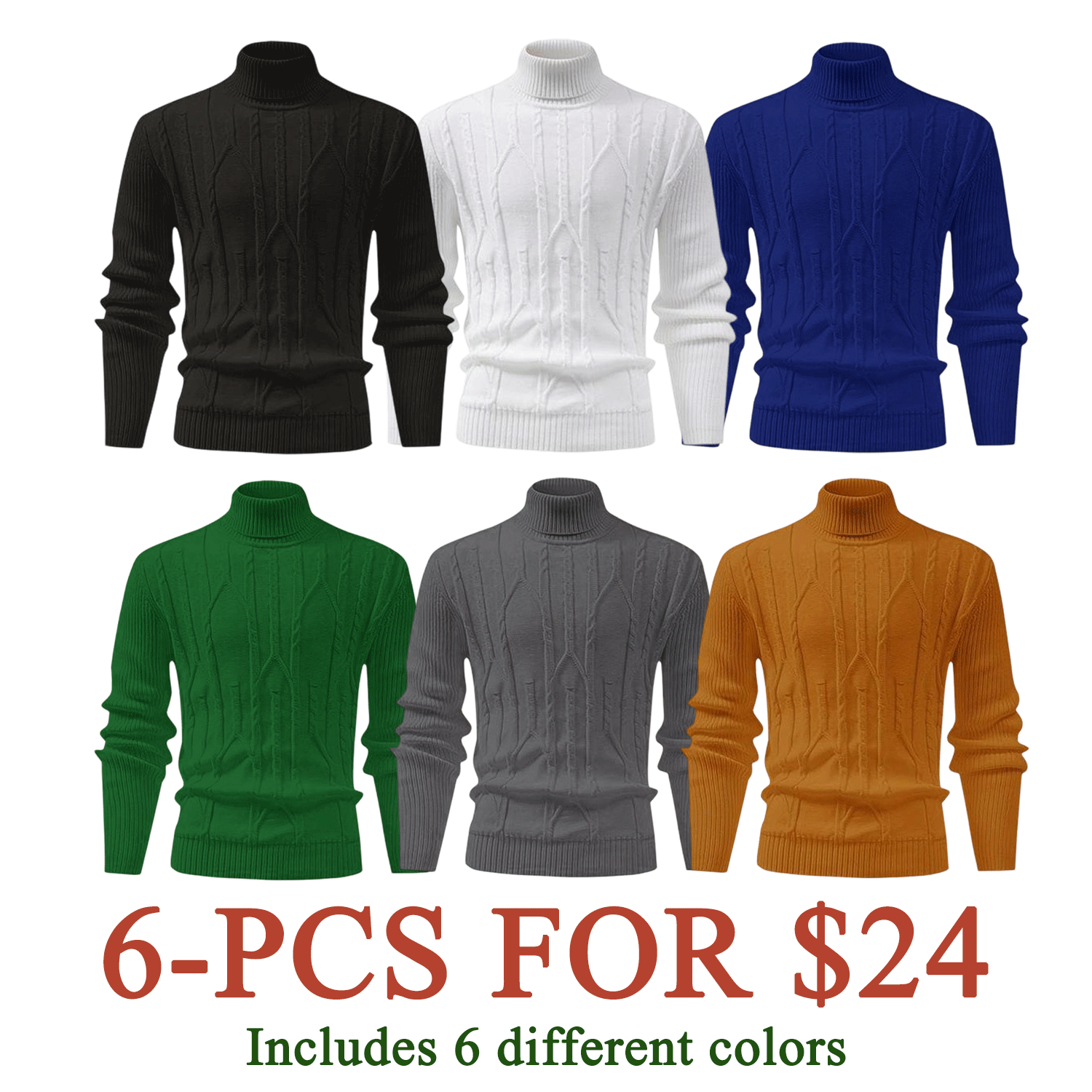 Men's Turtleneck Warm Sweater, Vintage Cable Knit Style