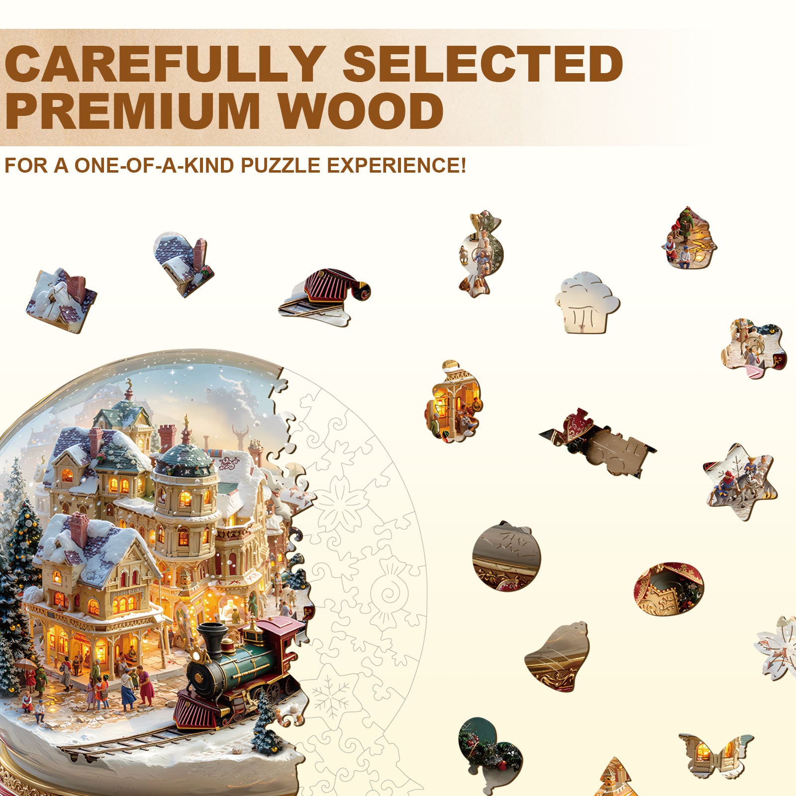 Christmas Crystal Train Wooden Jigsaw Puzzle