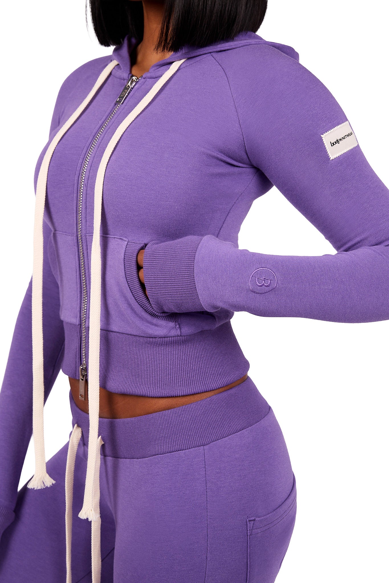BODY KNITWEAR ZIP HOODIE (VIOLET)