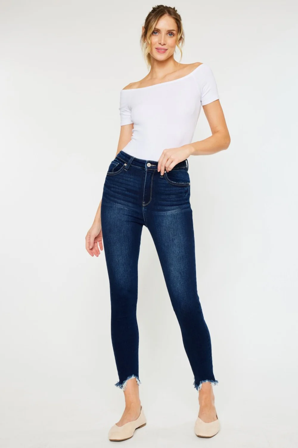 Full Size High Rise Frayed Ankle Skinny Jeans