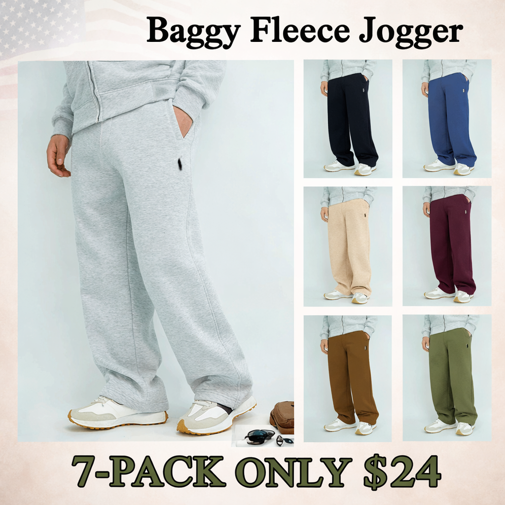 Men’s Baggy Fleece Joggers (Relaxed Wide Fit)